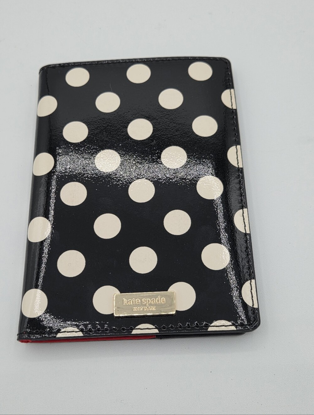 Kate Spade Black and Cream Polka Dot Passport Holder